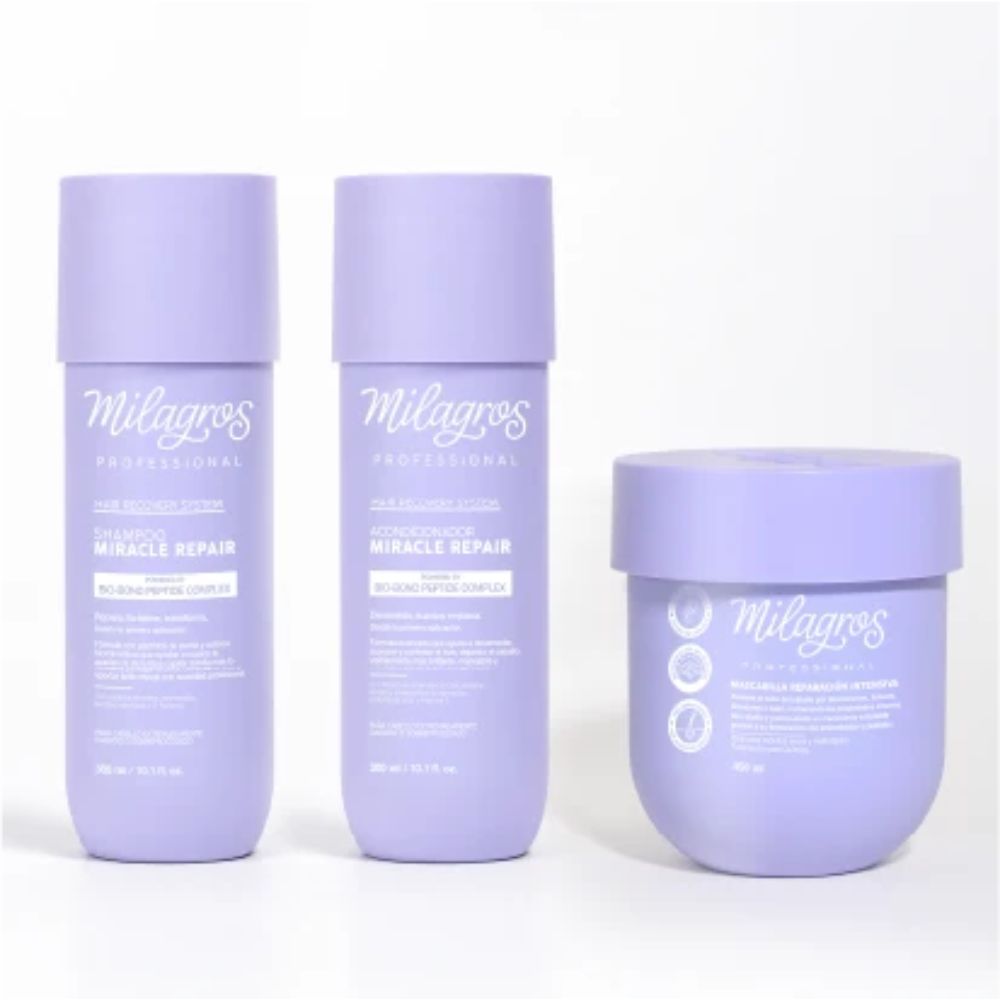 Milagros Kit Linea Professional - Shampoo, Acondicionador y Mascarilla Reparacion (3 pack)