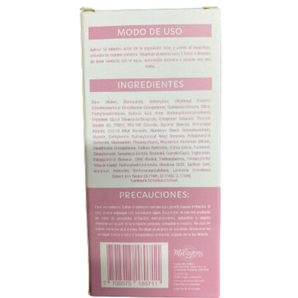 Milagros Protector Solar Con Color 40ml