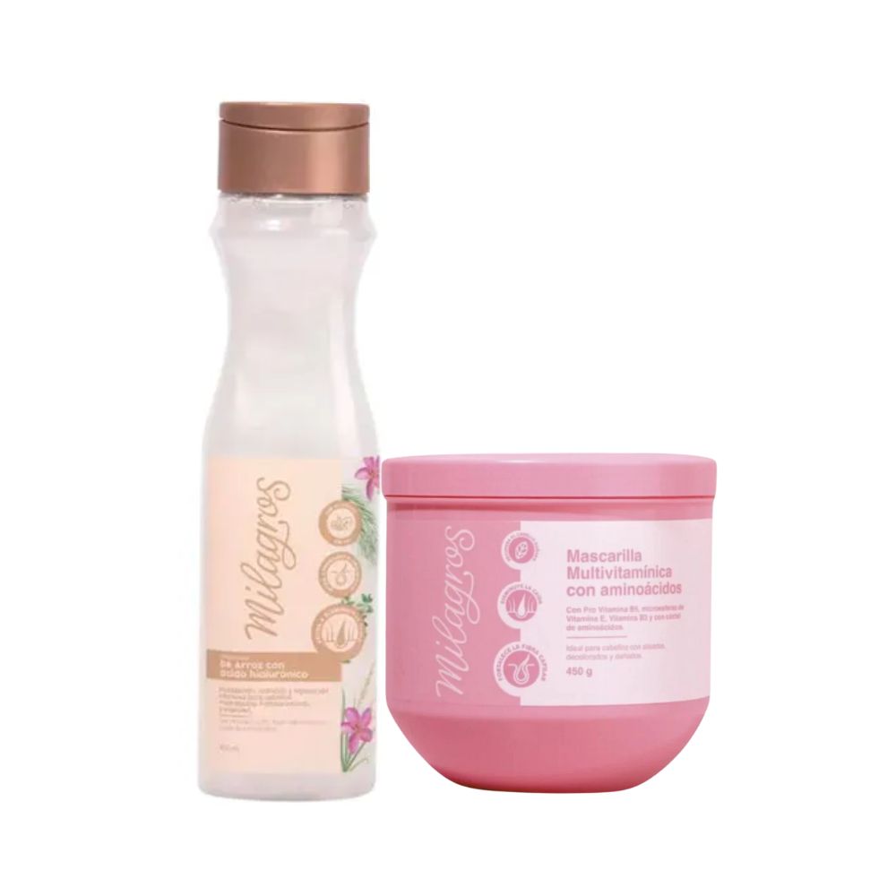 Miracles Rice Shampoo and Miracles Multivitamin Hair Mask (2 Pack) 