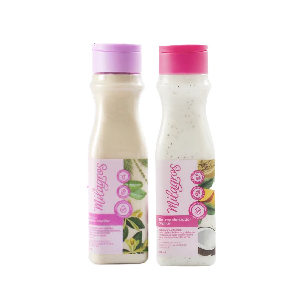 Milagros Shampoo Magia capilar y Milagros biorepolarizador capilar (2 pack)