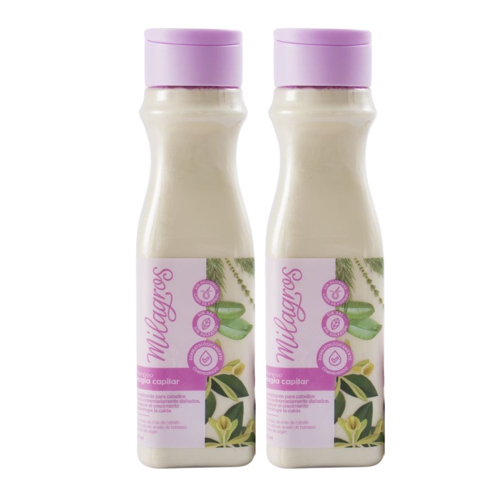 Milagros Shampoo Magia Capilar Ideal para crecimiento y restaura la elasticidad del cabello - 450ml (2 pack)