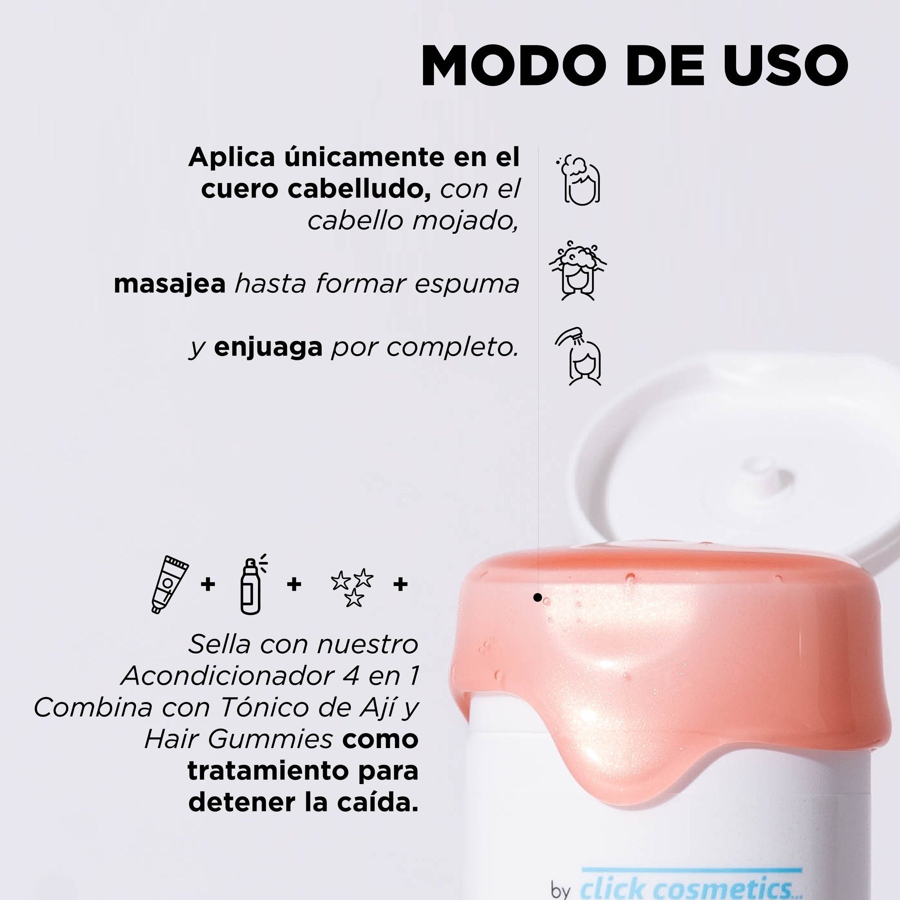 Click Hair Shampoo de Aji Para Cabello Graso - Shampoo cabello graso Click Hair 300ml