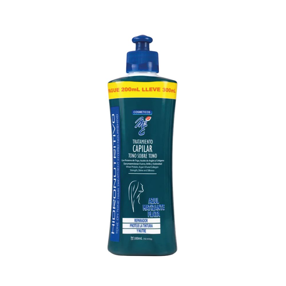 MyE Tono sobre Tono Tratamiento capilar Azul Matizante Plata 300mL