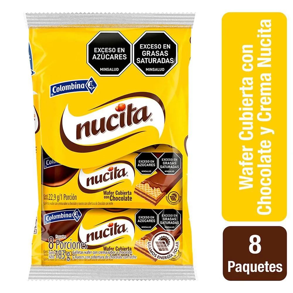 Nucita Wafer cubierta de Chocolate x 8 unidades Snack