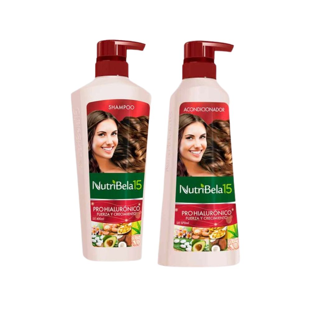 Nutribela 15 Pro Hiauronico Shampoo 400mL + Acondicionador 400mL  (2 Pack)