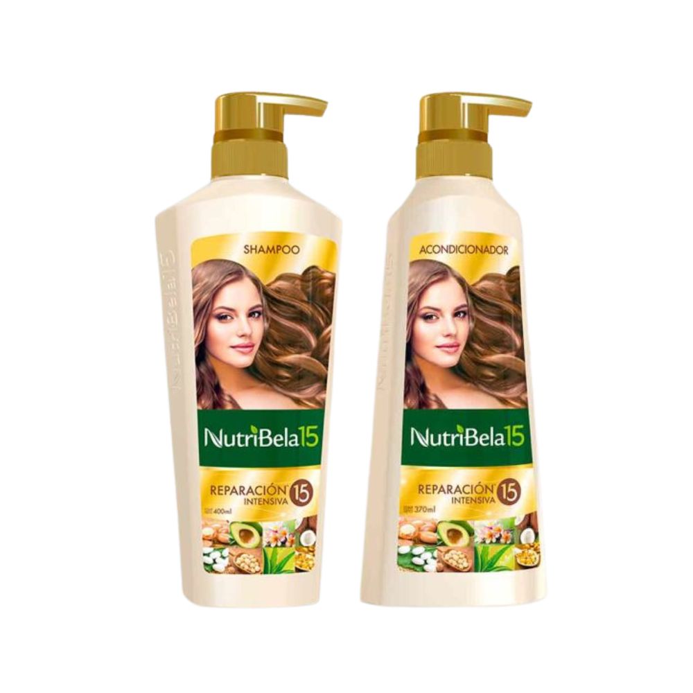 Nutribela 15 Reparacion Intensiva Shampoo 400mL + Acondicionador 400mL (2 Pack)
