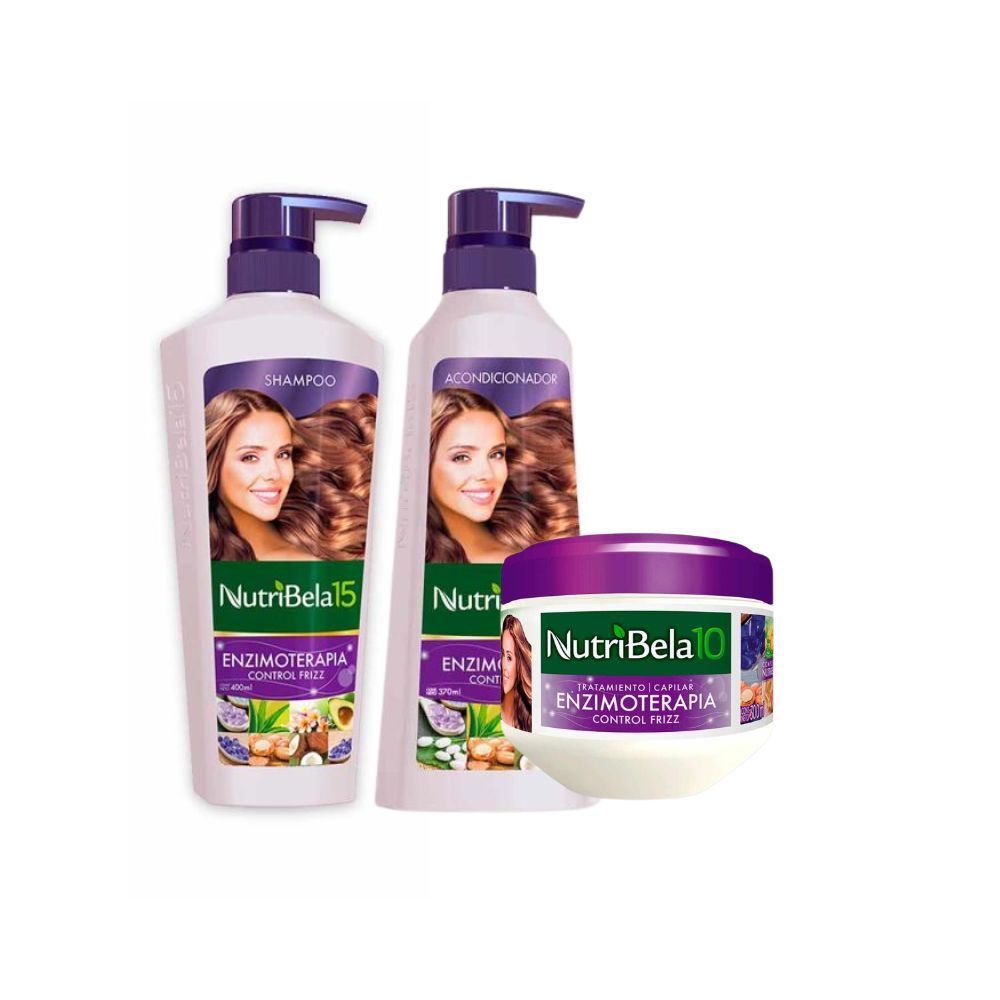 Nutribela 10 Enzimoterapia Shampoo 400mL + Acondicionador 400mL + Tratamiento 300mL (3 Pack)
