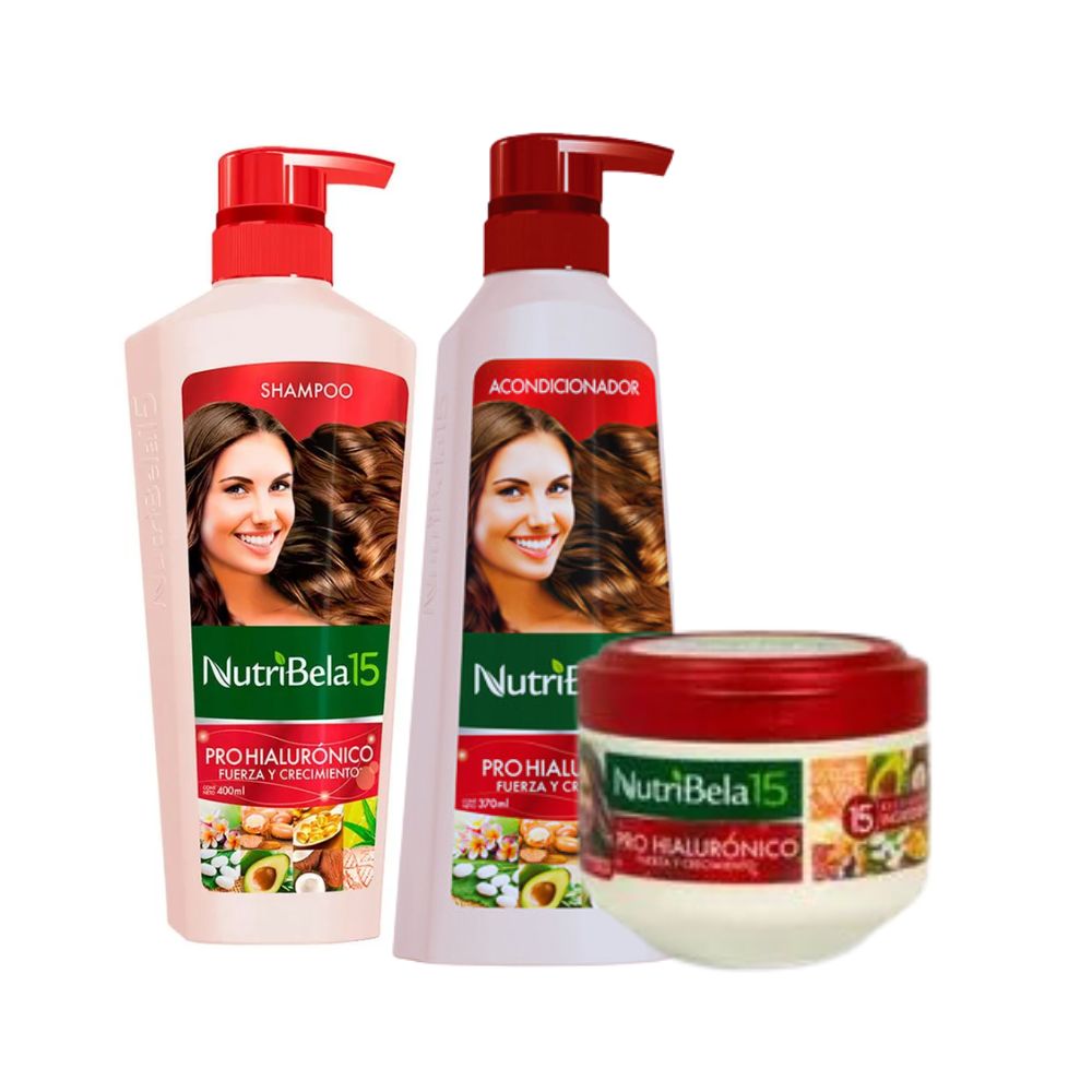 Nutribela 15 Pro Hyaluronic Shampoo 400mL + Conditioner 400mL + Treatment 300mL (3 Pack)