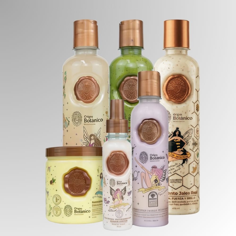 Origen Botanico Kit Restaurador Shampoo Cebolla, Tratamiento Plex, Bomba capilar, Mantequilla, Termoprotector y Tratamiento Jalea Real (6 Pack)