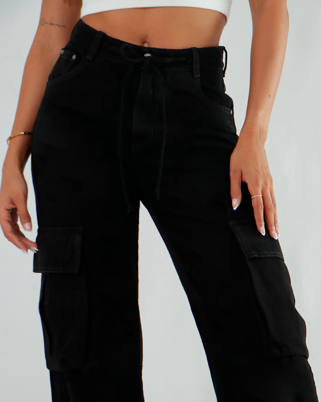 Joy Staz Colombian Jeans Butt-Lifting Cargo Wide-Leg Jeans with Adjustable Tie REF. 715054