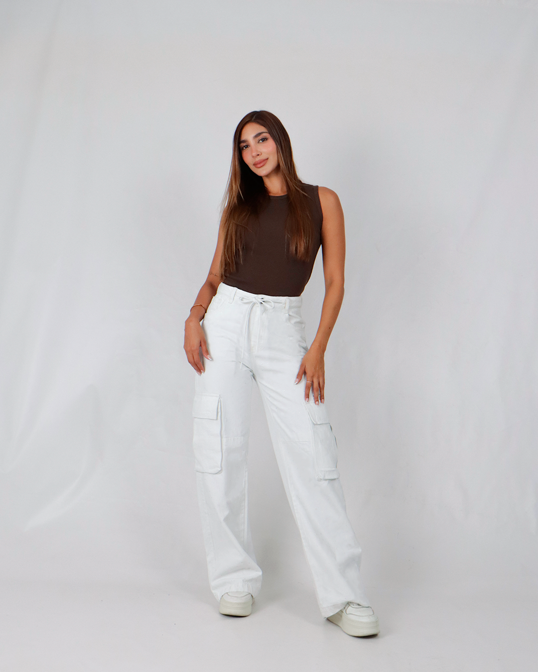 Joy Staz Colombian Jeans Butt-Lifting Cargo Wide-Leg Jeans with Adjustable Tie REF. 715054