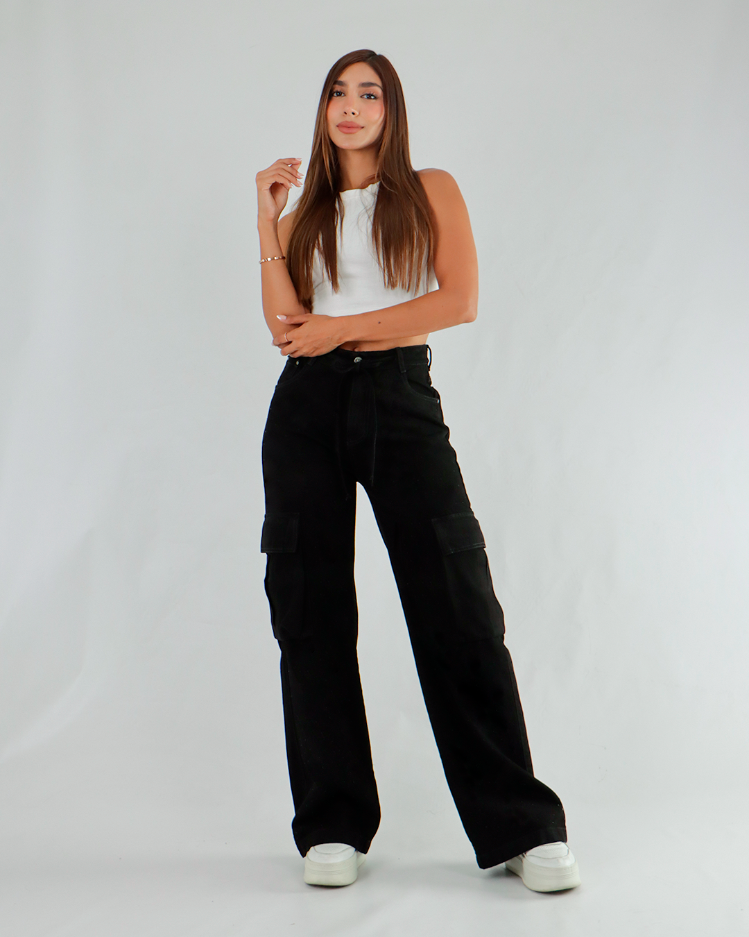 Joy Staz Colombian Jeans Butt-Lifting Cargo Wide-Leg Jeans with Adjustable Tie REF. 715054