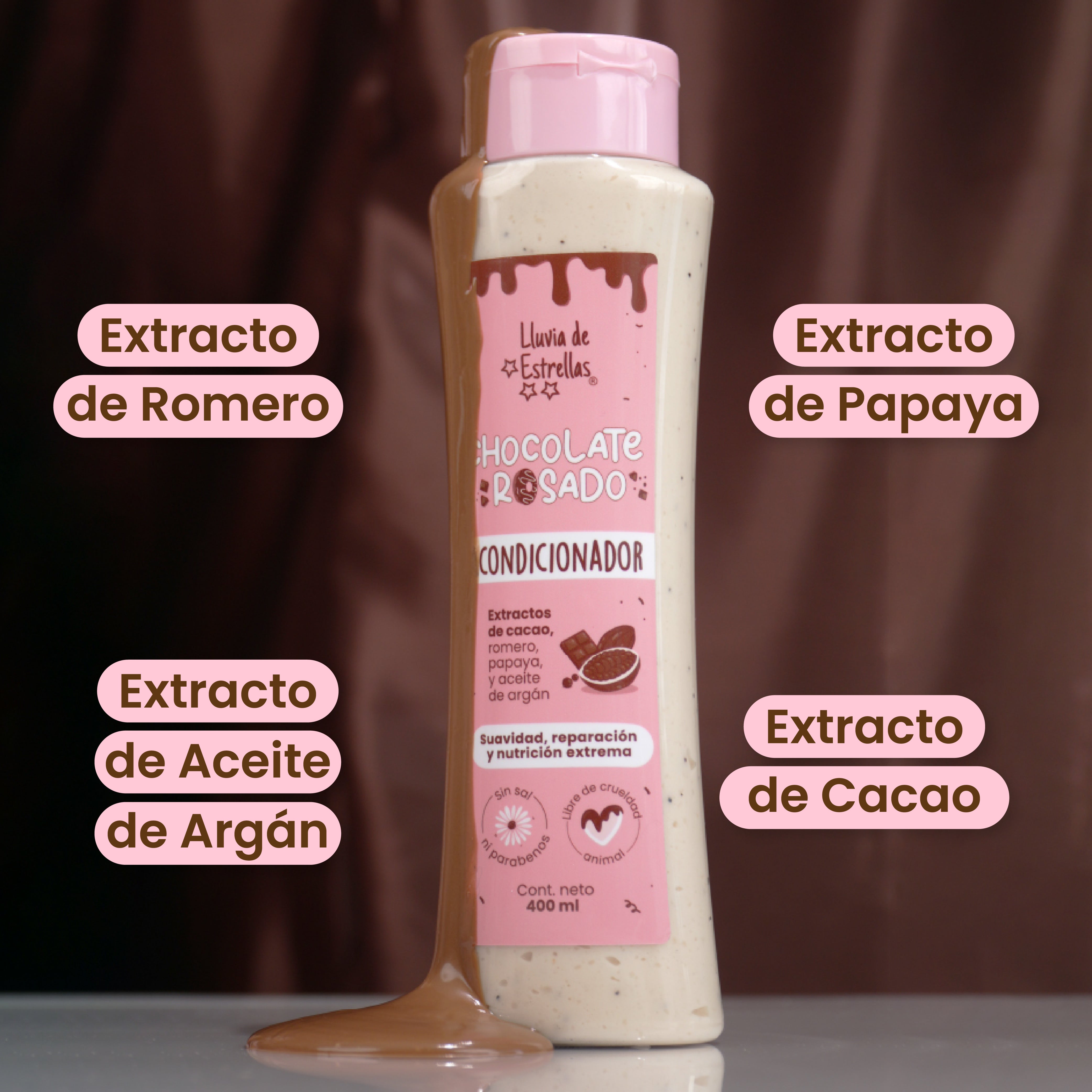 LLUVIA DE ESTRELLAS ACONDICIONADOR CHOCOLATE ROSADO 400ml