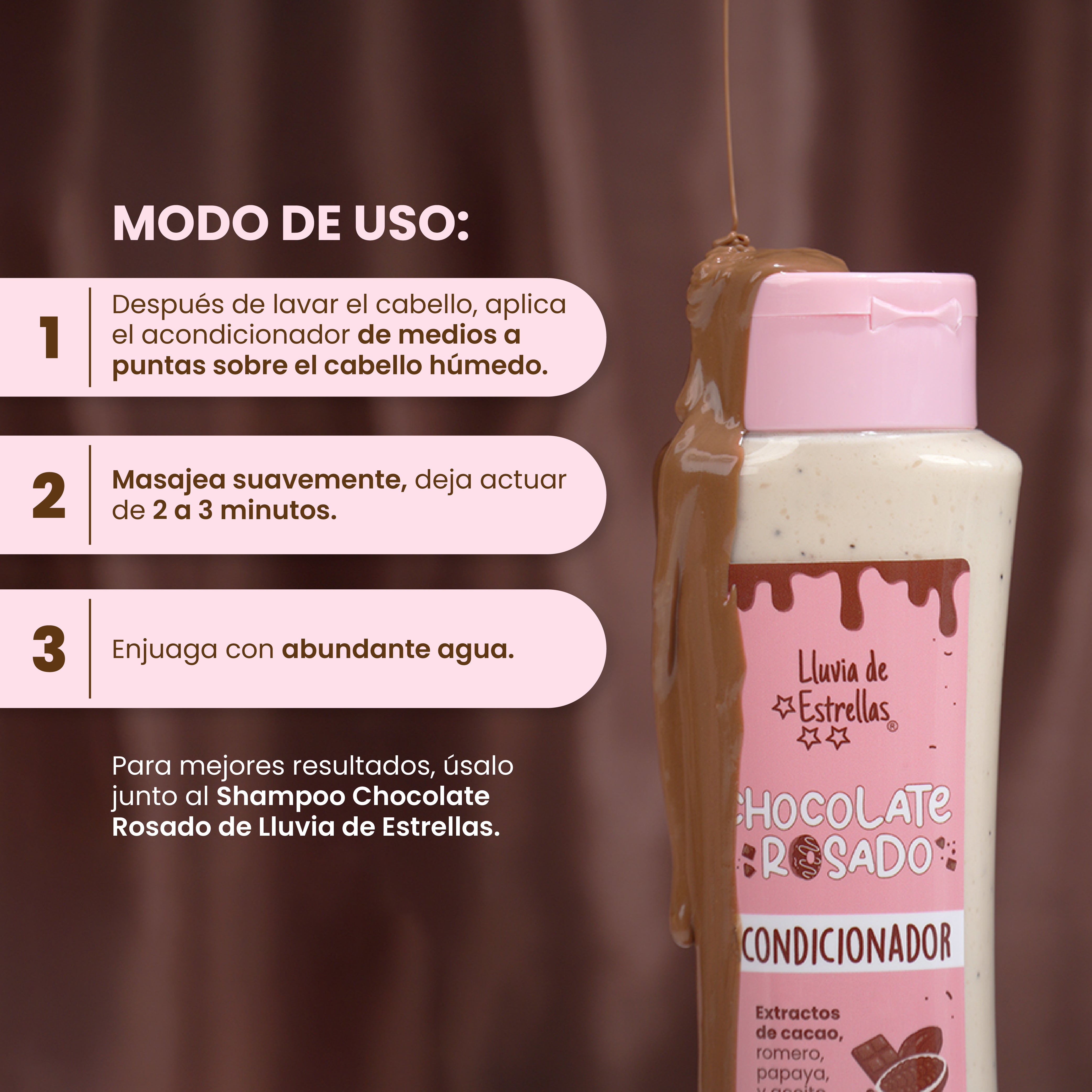 LLUVIA DE ESTRELLAS ACONDICIONADOR CHOCOLATE ROSADO 400ml