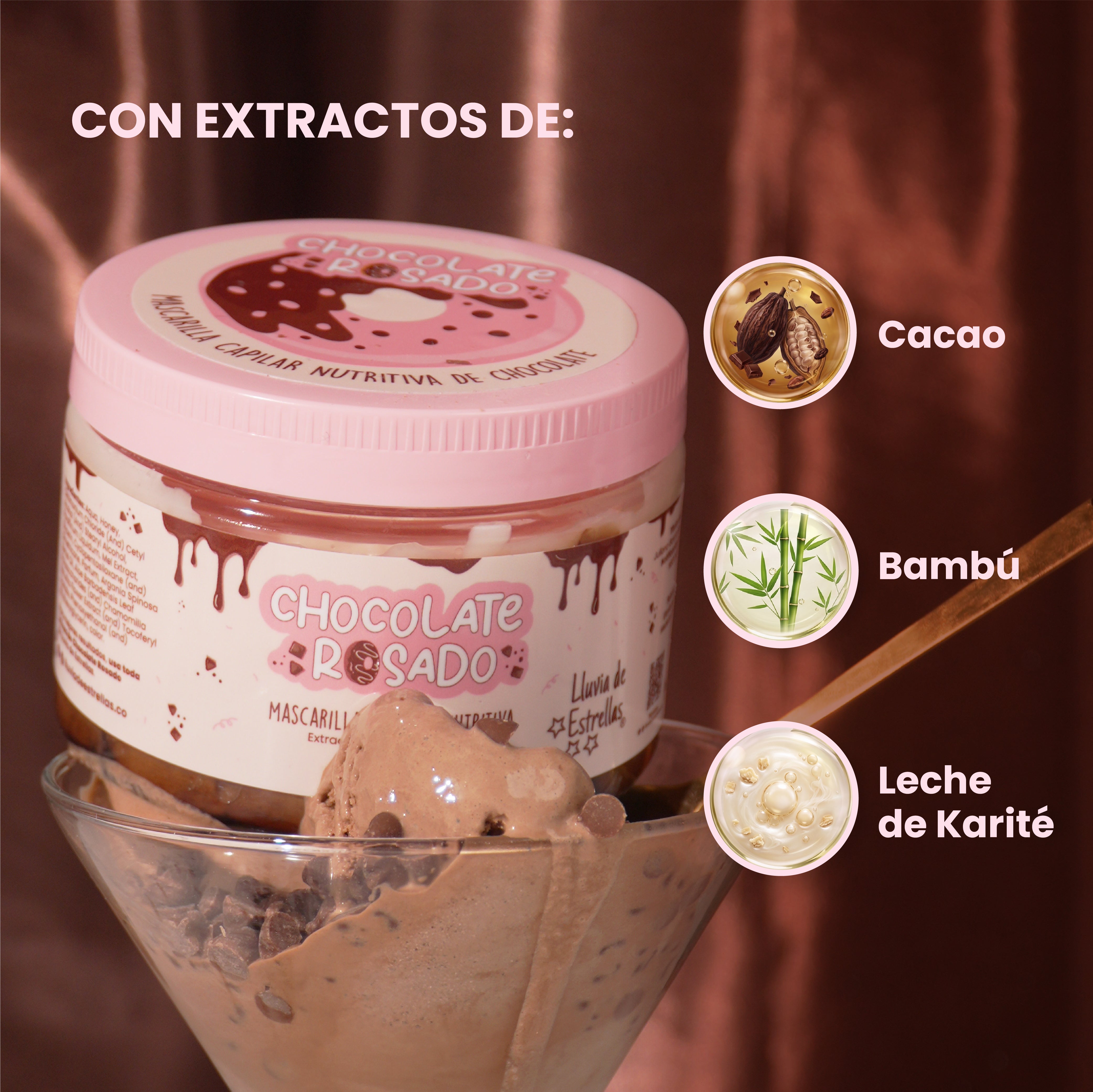 LLUVIA DE ESTRELLAS MASCARILLA CAPILAR CHOCOLATE ROSADO