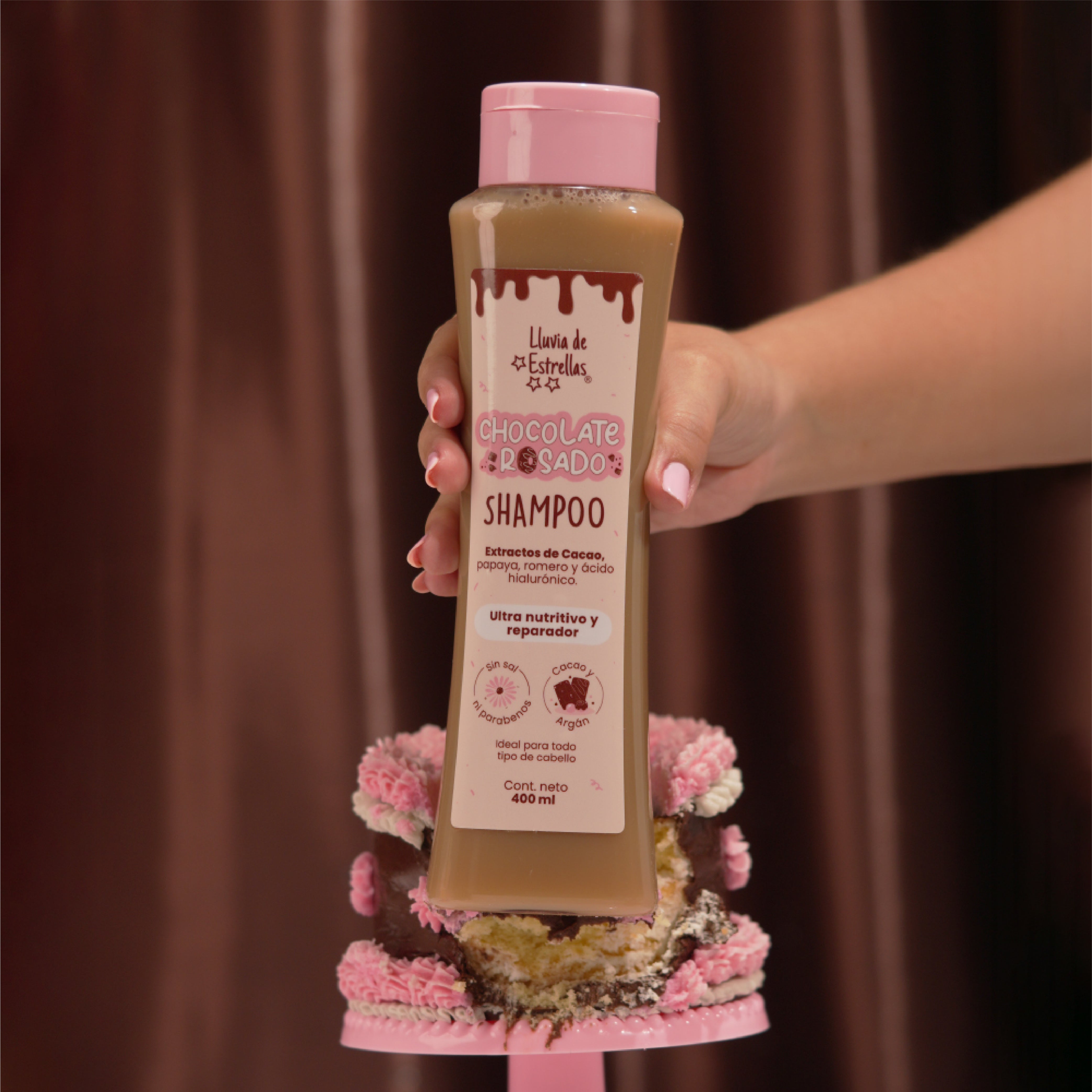 LLUVIA DE ESTRELLAS SHAMPOO CHOCOLATE ROSADO 400ML