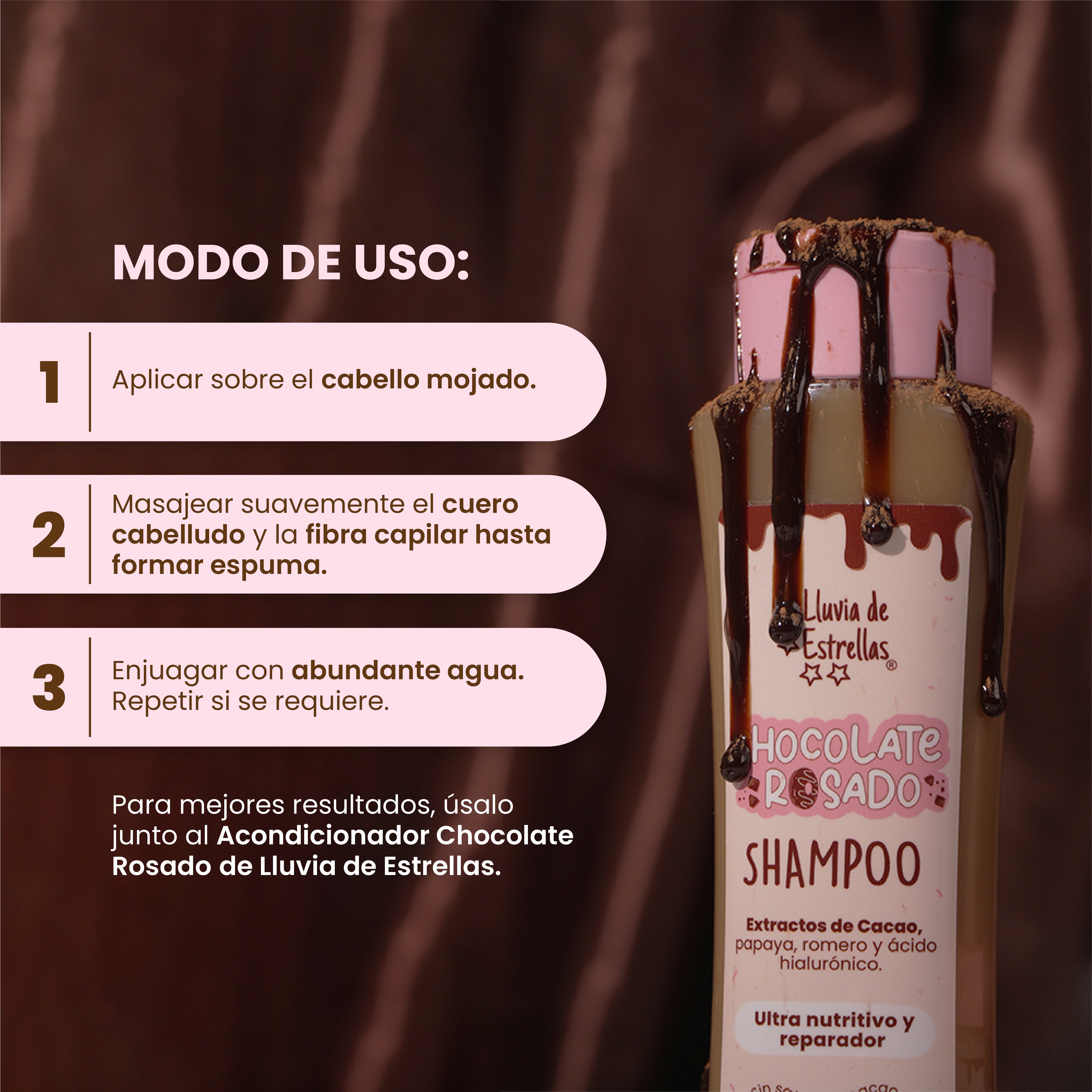 LLUVIA DE ESTRELLAS SHAMPOO CHOCOLATE ROSADO 400ML
