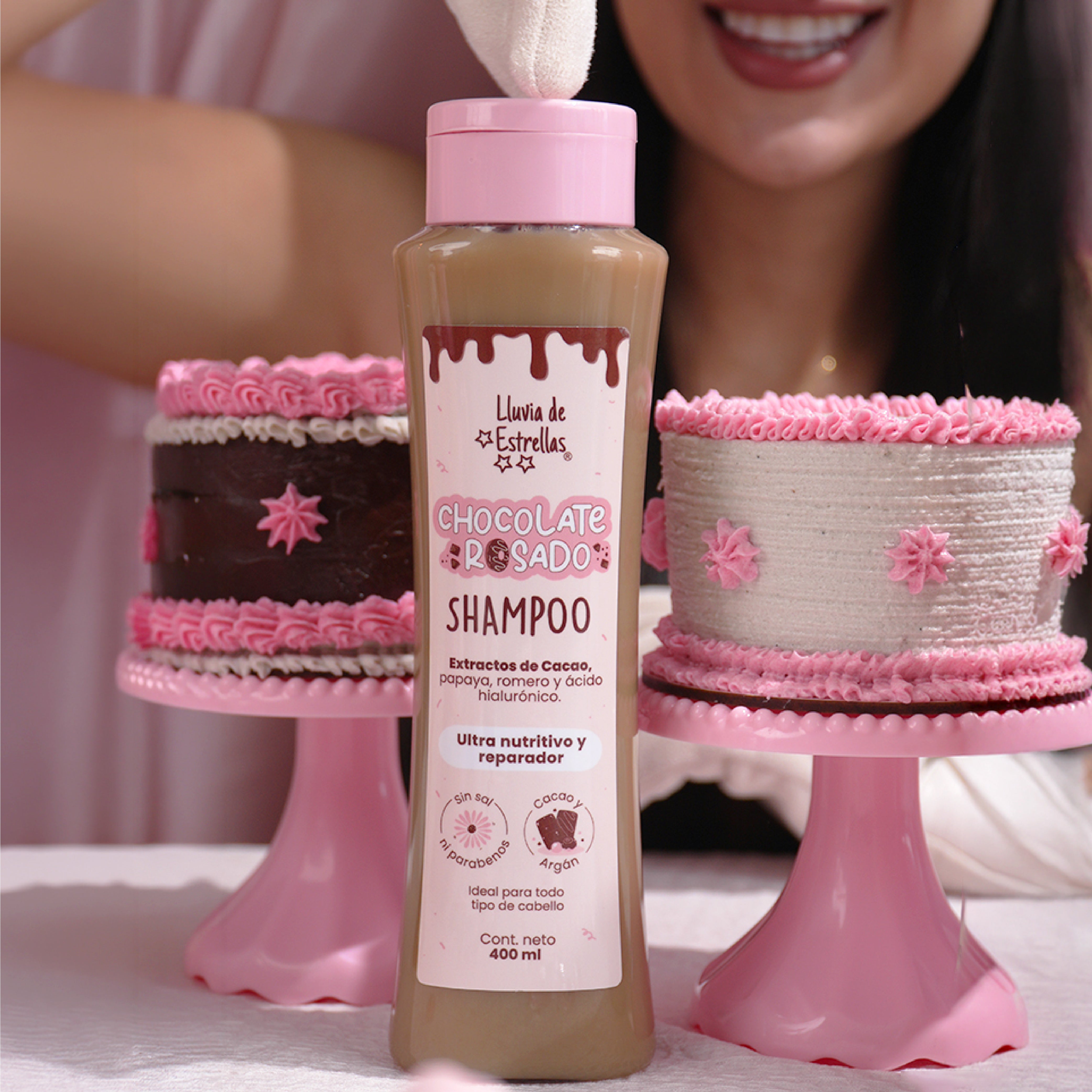 LLUVIA DE ESTRELLAS SHAMPOO CHOCOLATE ROSADO 400ML