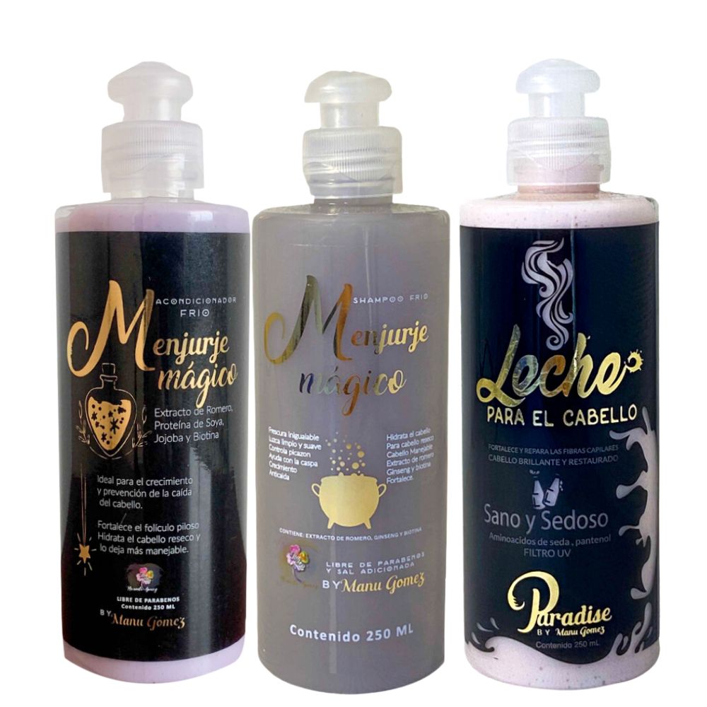 Paradise By Manuela Gomez Shampoo, Conditioner and Hair Milk (3 Pack) Hair Recovery Kit 