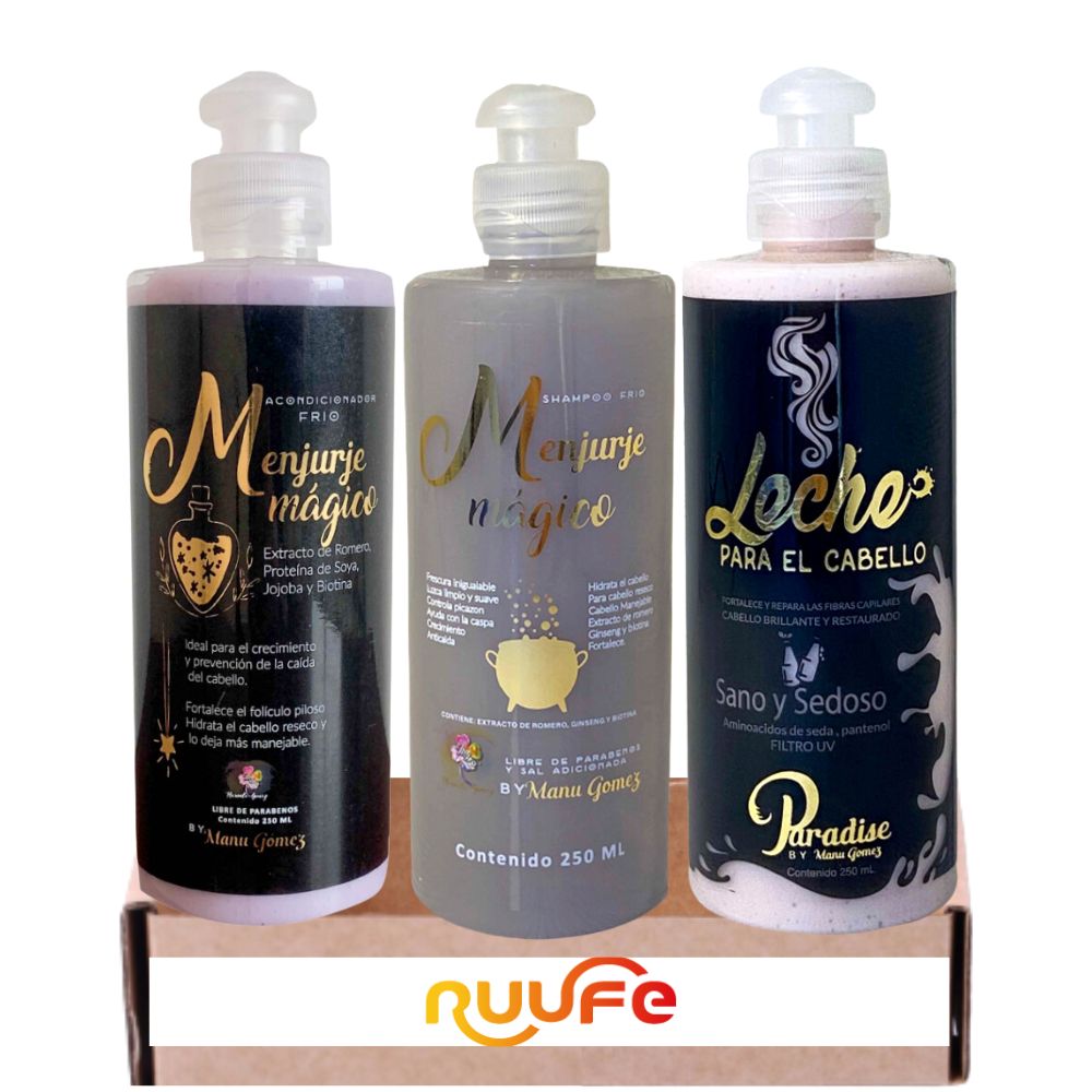 Paradise By Manuela Gomez Shampoo, Conditioner and Hair Milk (3 Pack) Hair Recovery Kit 
