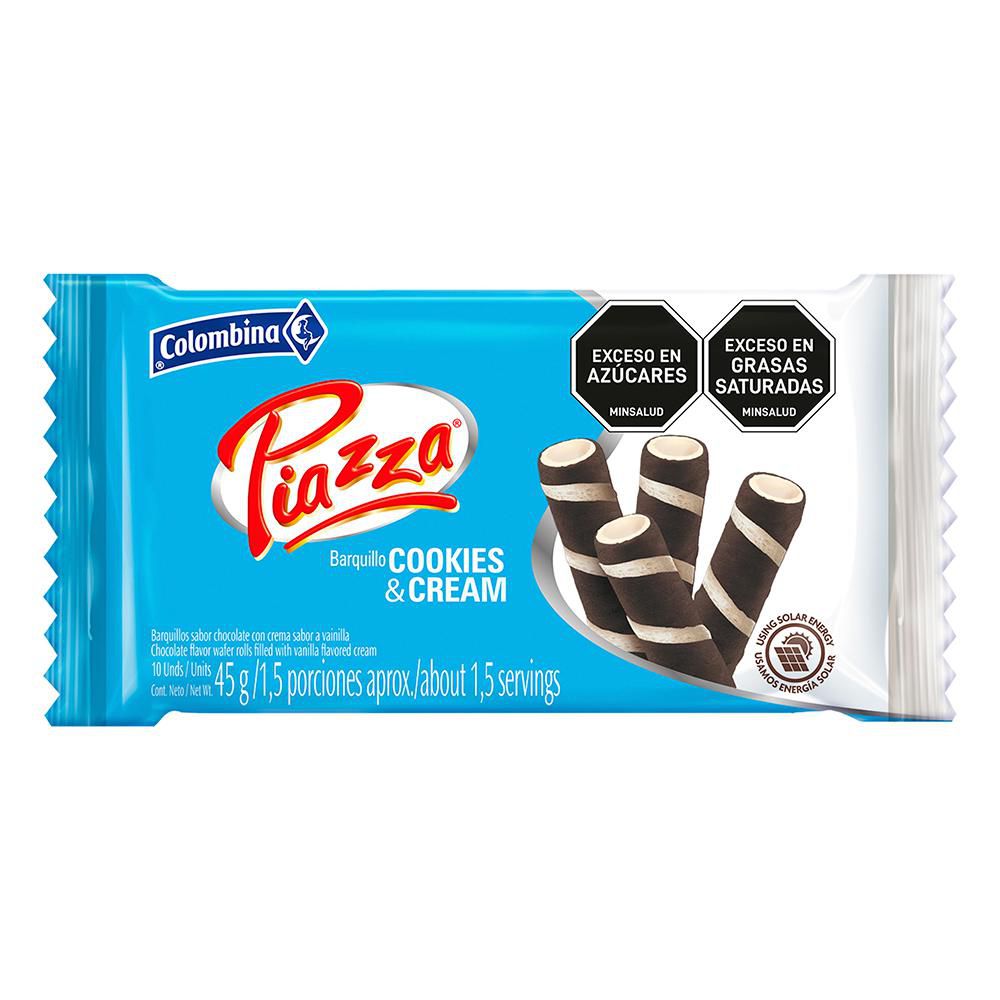 PIAZZA Barquillo Cookies & Cream x 10unid (45 gr)