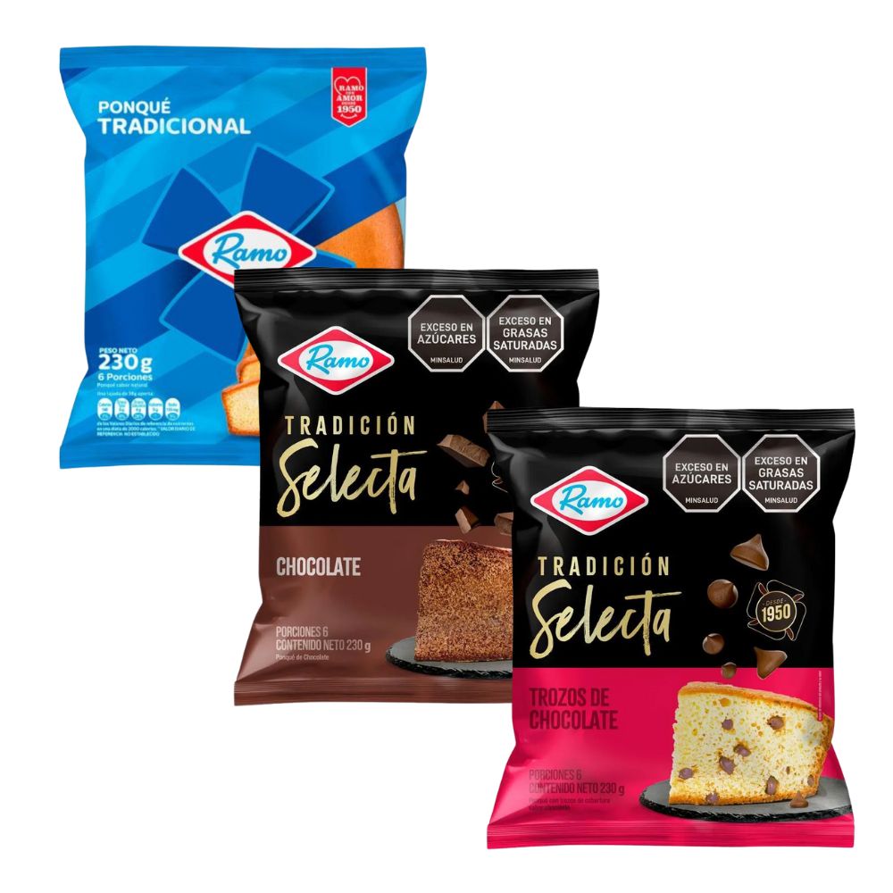 Ramo Cake (Pack of 3) Traditional Ramo Cake, Ramo Cake with chocolate chips and Chocolate Ramo Cake