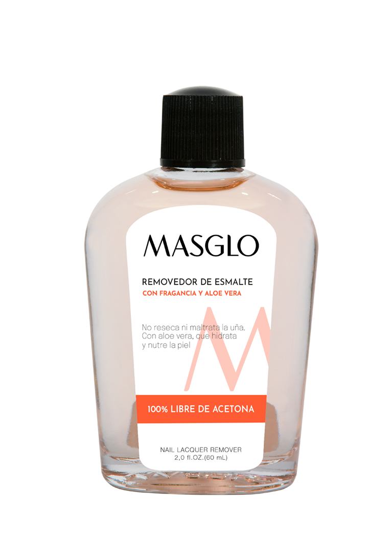 REMOVEDOR DE ESMALTE TRADICIONAL MASGLO CON FRAGANCIA Y ALOE VERA 60 ML
