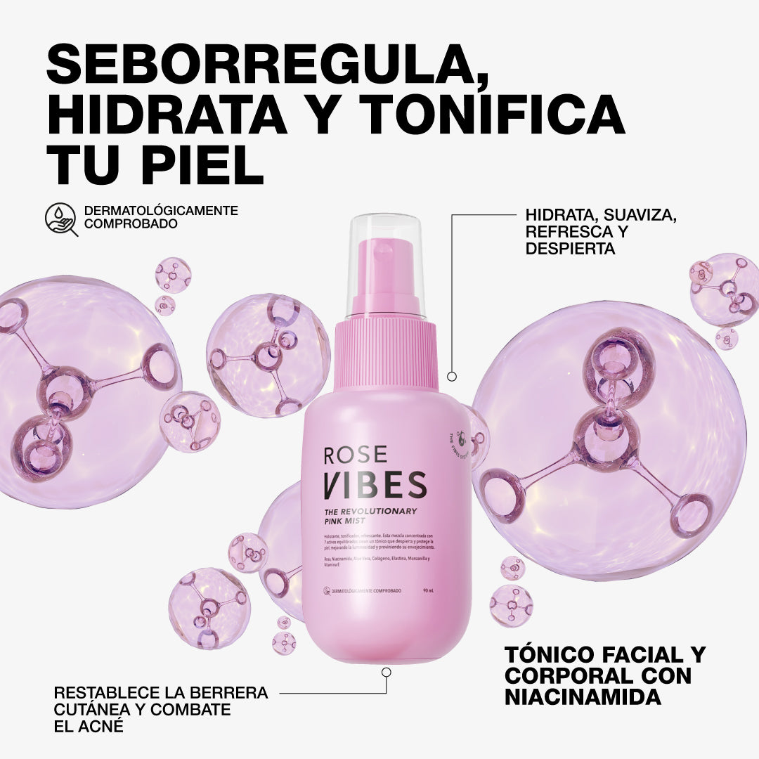 VIBES TONICO FACIAL ROSE VIBES CON NIACINAMIDA 90ML