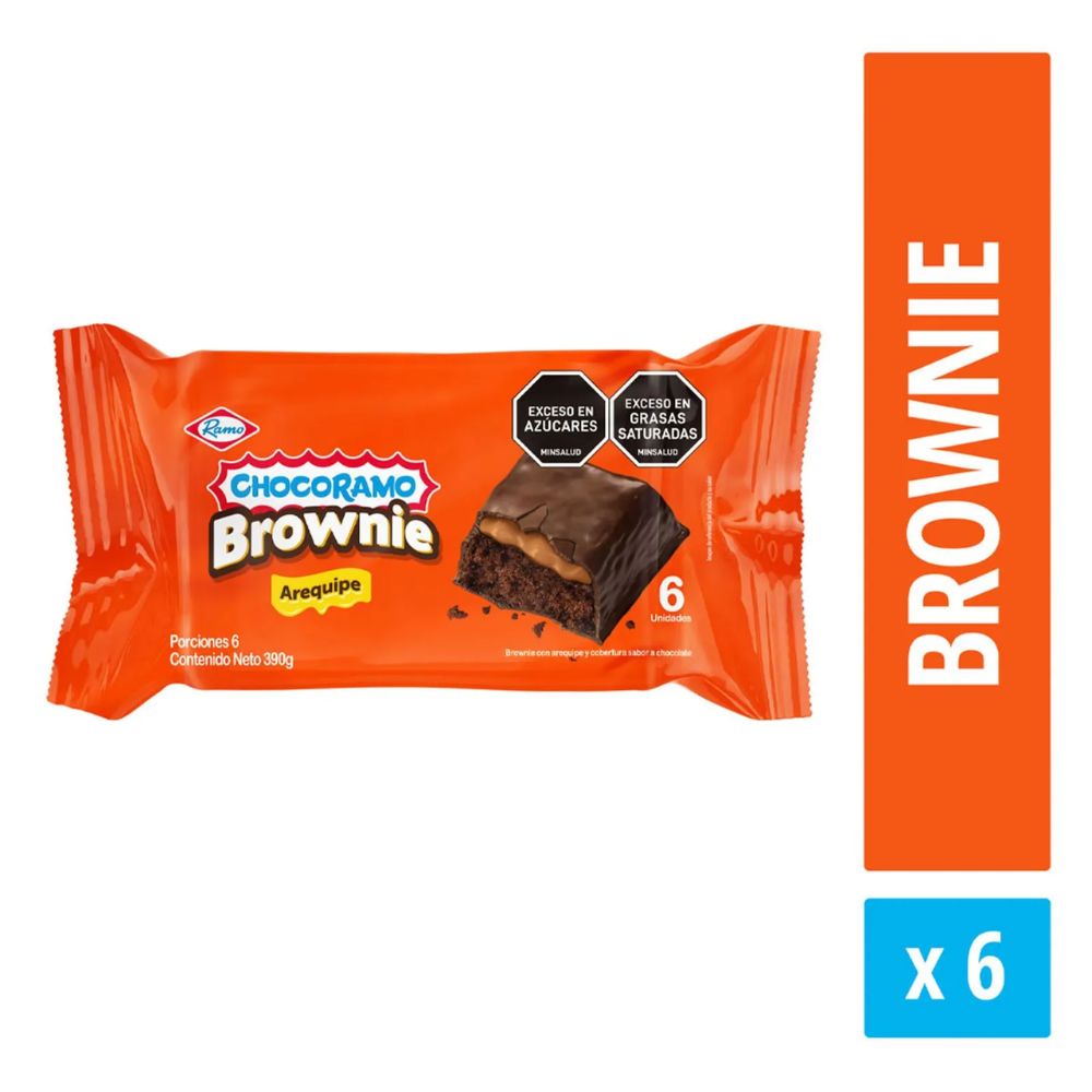 Brownie with Arequipe Chocoramo Ramo 6 units 390gr Snack 