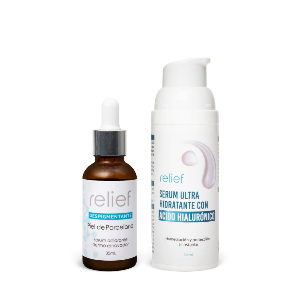 RELIEF KIT ANTI-IMPERFECCIONES - Serum Hidratante 50ml y Serum Despigmentante para la piel 30ml (2 pack)