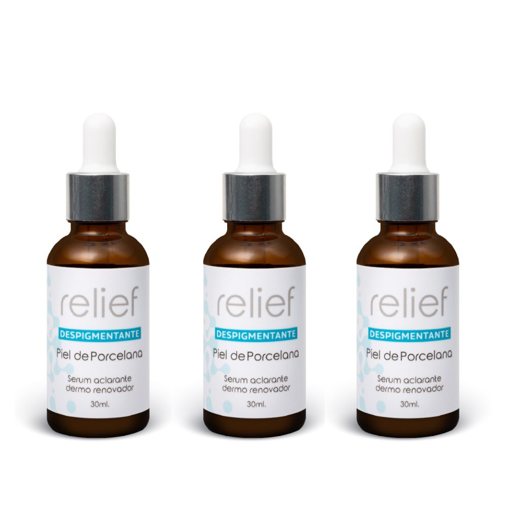 RELIEF DESPIGMENTANTE DE PIEL: Piel de Porcelana x30ml (3 pack)