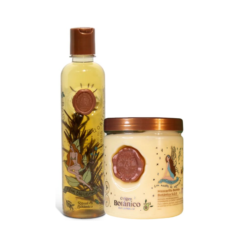 Ritual Botanico Shampoo Romero y Mascarilla Bomba capilar ritual Botanico  (2 Pack)