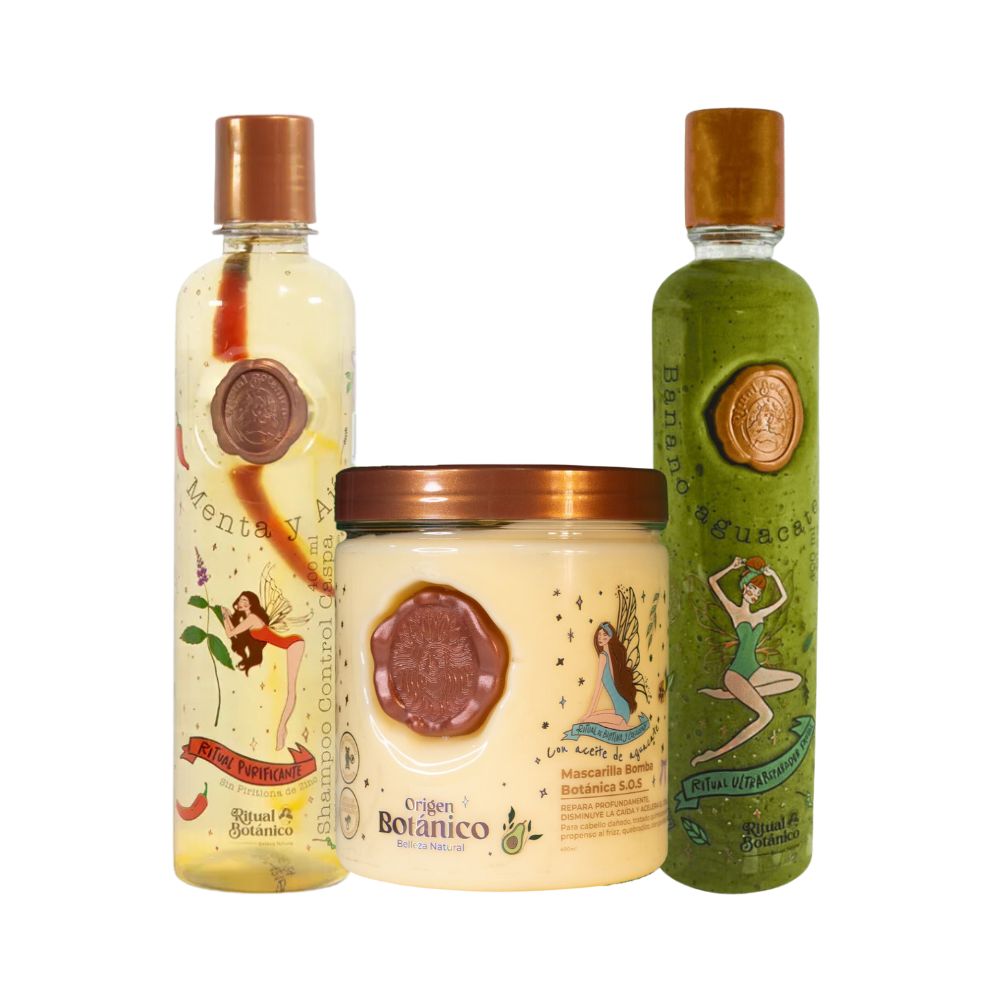 Ritual Botanico Shampoo Aji, Intensive Plex Treatment and Ritual Botanico Hair Pump (3 Pack)