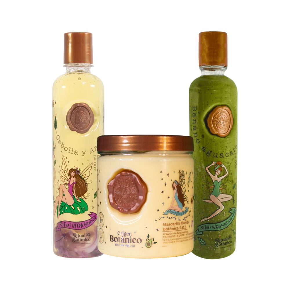 Ritual Botanico Shampoo Cebolla, Tratamiento Intensivo Plex y Mascarilla Bomba capilar ritual Botanico  (3 Pack)
