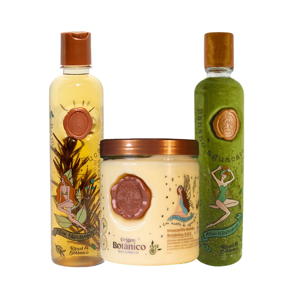 Ritual Botanico Rosemary Shampoo, Plex Intensive Treatment and Ritual Botanico Hair Bomb Mask (3 Pack)