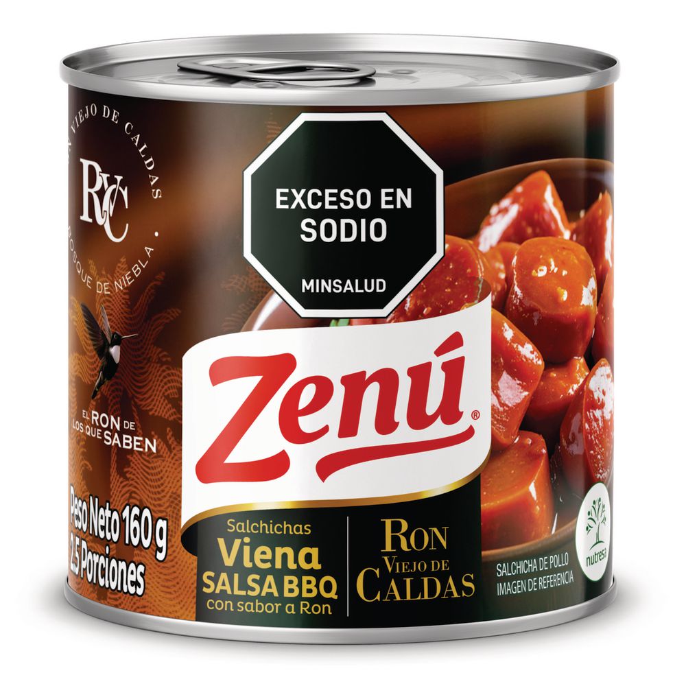 ZENU Salchicha Viena Salsa BBQ con sabor a Ron 160gr
