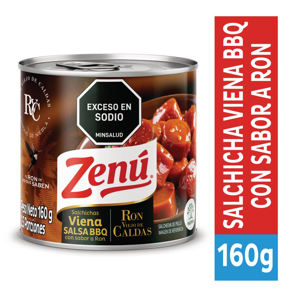 ZENU Salchicha Viena Salsa BBQ con sabor a Ron 160gr