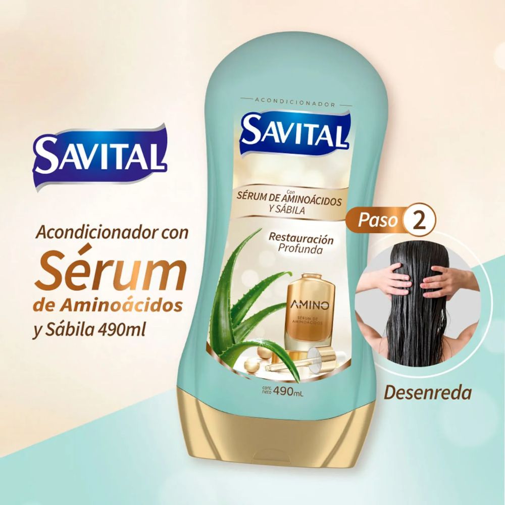 Savital Amino Acid and Aloe Vera Conditioner 490mL 