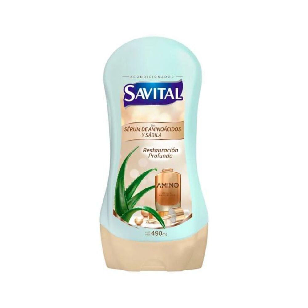 Savital Shampoo Aminoacidos 510mL, Acondicionador Aminoacidos 490mL (2 Pack)