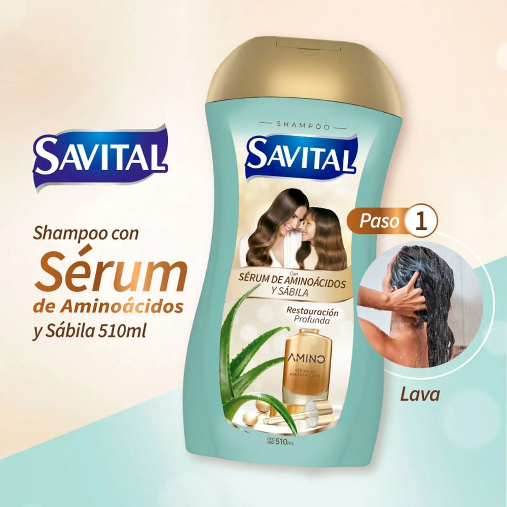 Savital Amino Acid Shampoo 510mL, Amino Acid Conditioner 490mL (2 Pack) 