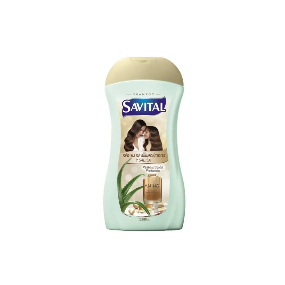 Savital Shampoo Aminoacidos 510mL, Acondicionador Aminoacidos 490mL (2 Pack)