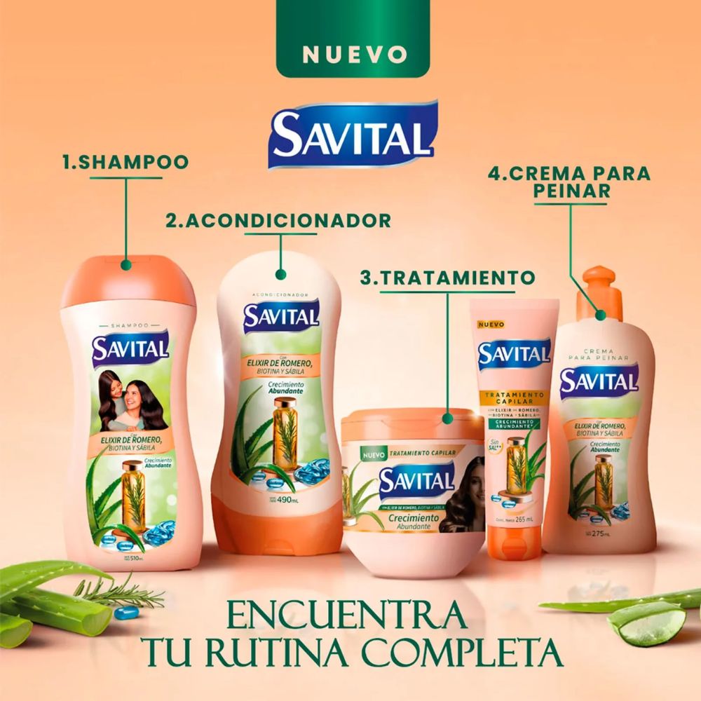 Savital Acondicionador Elixir de Romero, Biotina y Sabila 490ml