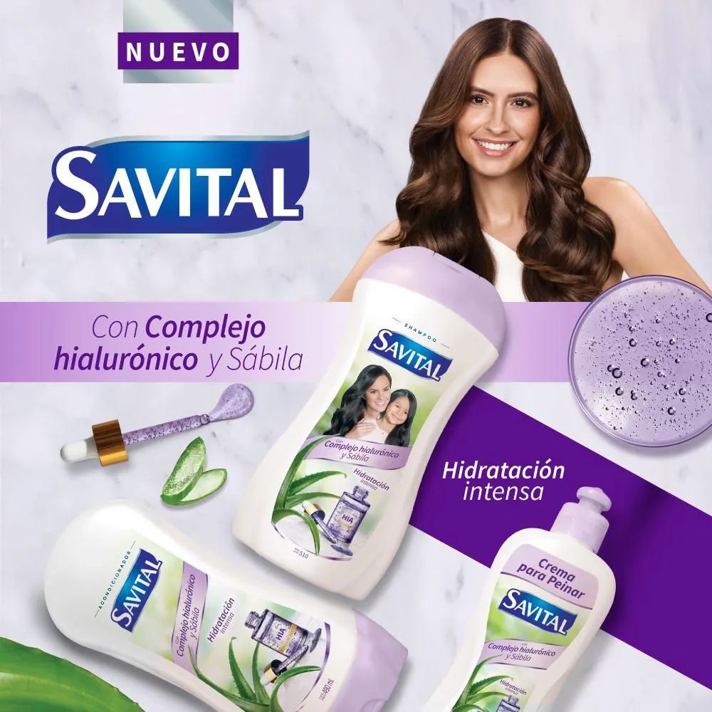 Savital Hyaluronic Complex Shampoo 510mL, Hyaluronic Complex Conditioner 490mL, Hyaluronic Complex Treatment 425mL, Hyaluronic Complex Styling Cream 275mL (4 Pack)