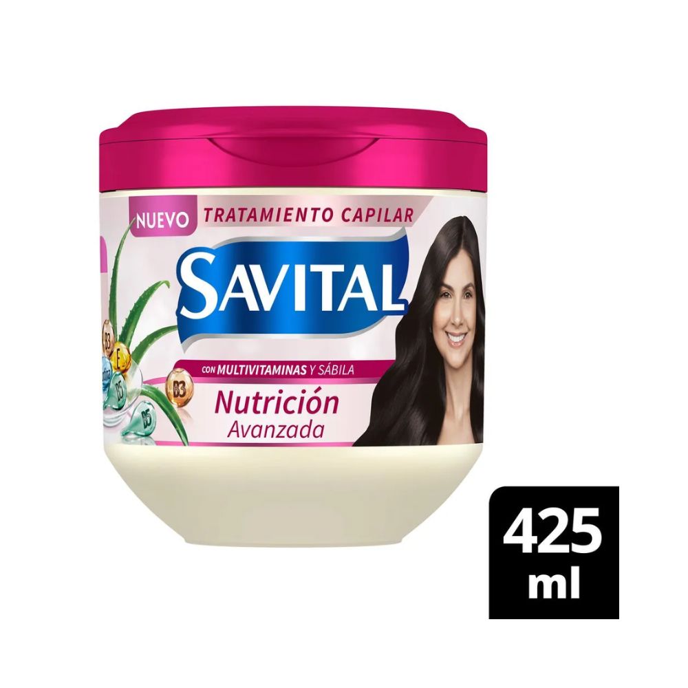Savital Shampoo Multivitaminas 510mL, Acondicionador Multivitaminas 490mL, Tratamiento Multivitaminas 425mL, Crema para peinar Multivitaminas 275mL (4 Pack)