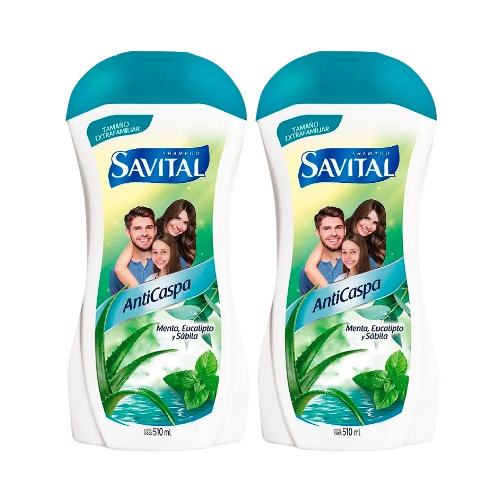 Savital Shampoo Anticaspa con Te verde, Seda Liquida y Sabila  (2 pack)
