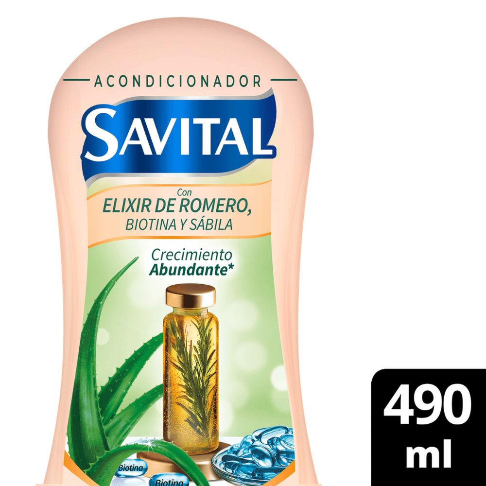Savital Acondicionador Elixir de Romero, Biotina y Sabila 490ml