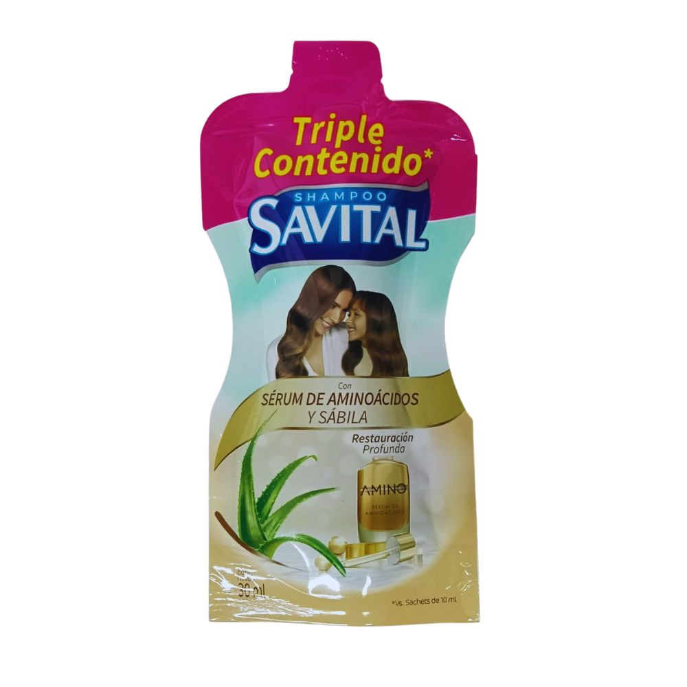 Savital Shampoo con Serum de Aminoacidos y Sabila Sachet 30ml