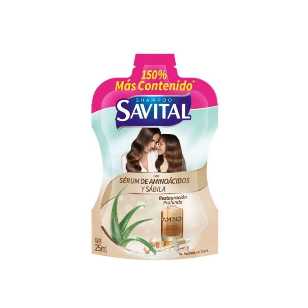 Savital Shampoo con Serum de Aminoacidos y Sabila Sachet 25ml