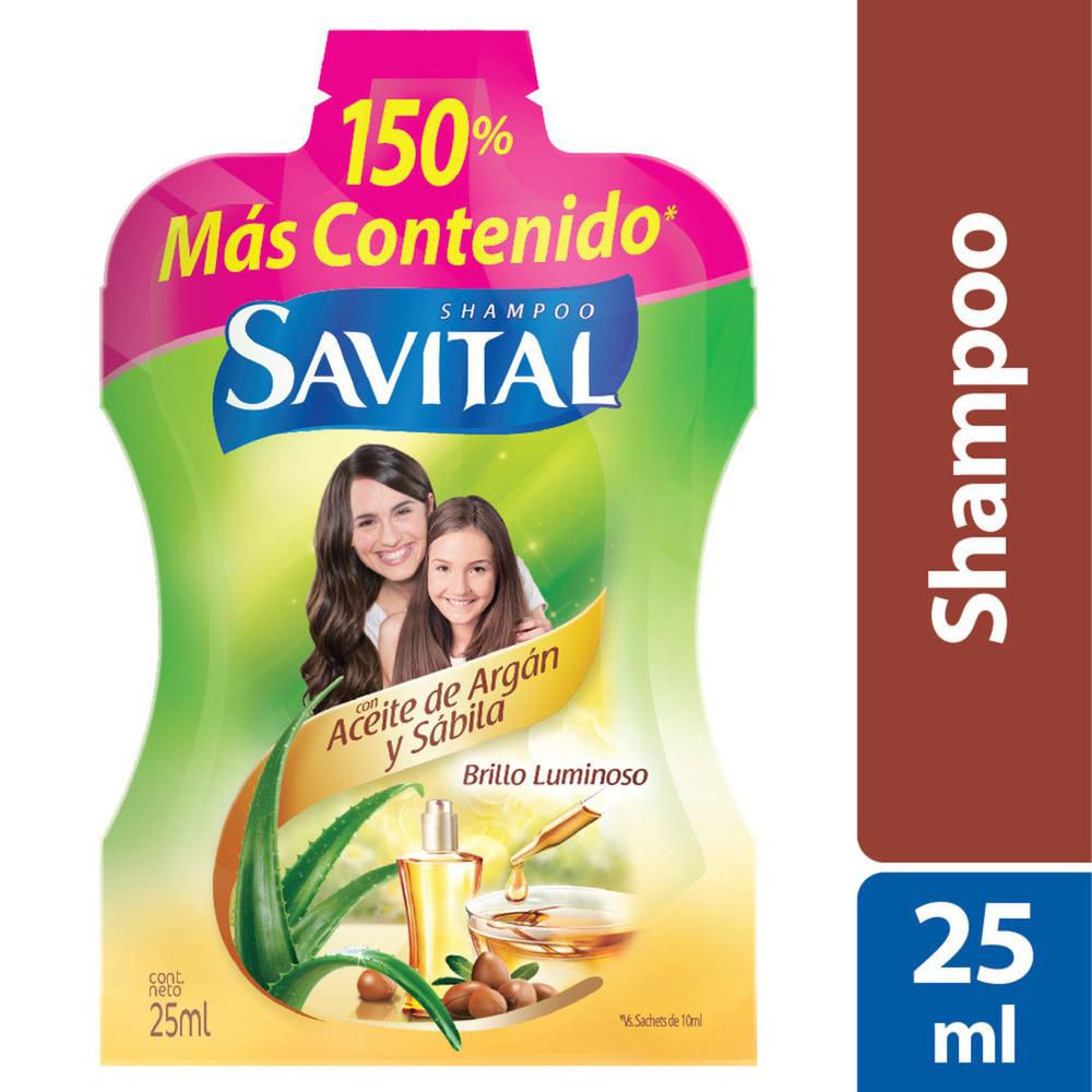 Savital Shampoo con Aceite de Argan y Sabila Sachet 25ml
