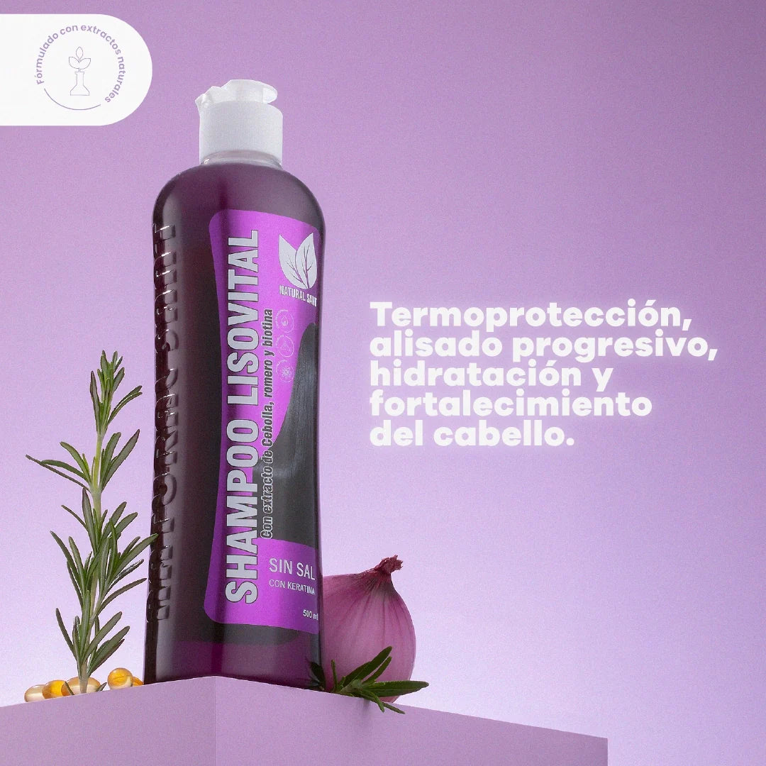 DESCUENTO - Lisovital: Shampoo con Keratina | Sistema Anti-Frizz - 500ml